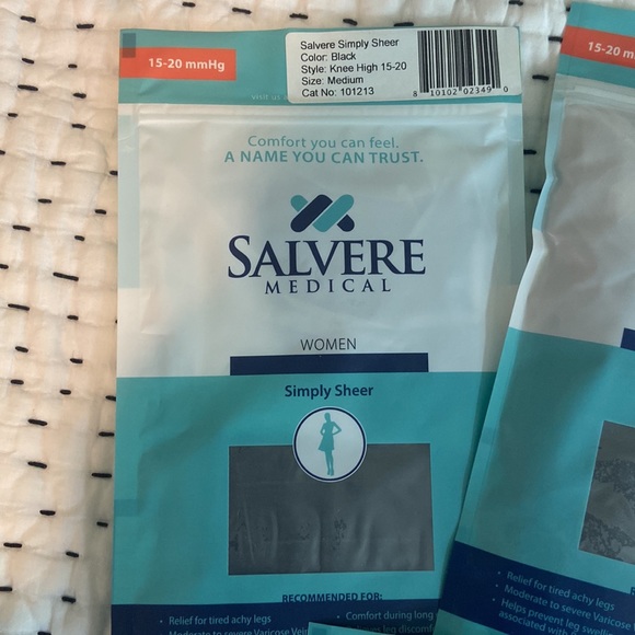 SALVERE compression tights/pantyhose/knee high socks 15-20 mmHg black&natural - Picture 2 of 5